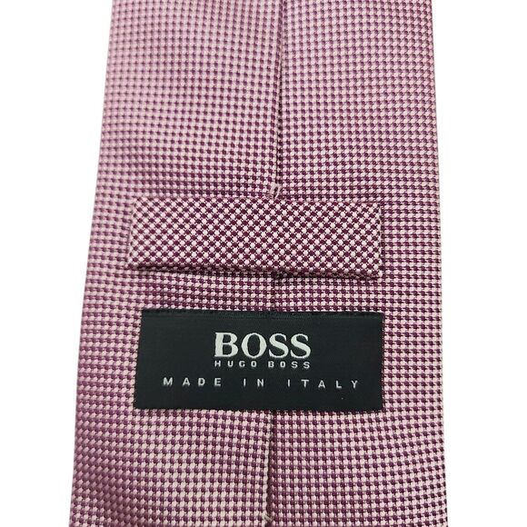Boss Hugo Boss Tie Mens Red Pink Silk Narrow Luxury Designer Made in Italy - Picture 9 of 11